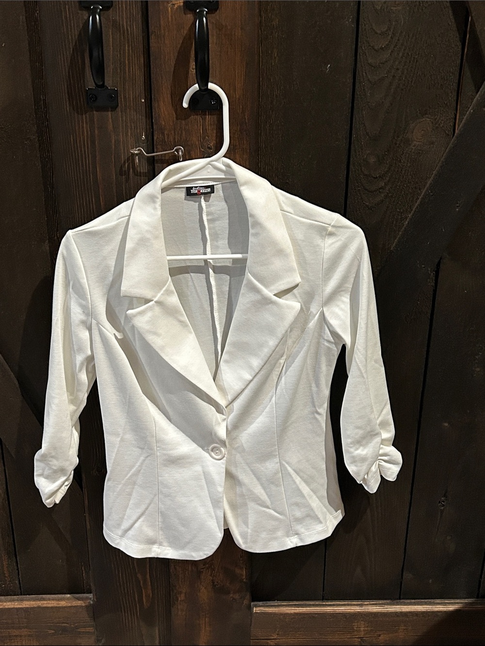White Women's Single-Button Blazer Jacket